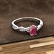 2 - Stacie Desire Oval Cut Rhodolite Garnet and Round Lab Grown Diamond Twist Infinity Shank Engagement Ring 