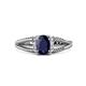 1 - Ana Desire Oval Cut Blue Sapphire and Round Lab Grown Diamond Twist Rope Split Shank Engagement Ring 