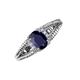 3 - Ana Desire Oval Cut Blue Sapphire and Round Lab Grown Diamond Twist Rope Split Shank Engagement Ring 