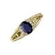 3 - Ana Desire Oval Cut Blue Sapphire and Round Lab Grown Diamond Twist Rope Split Shank Engagement Ring 