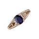 3 - Ana Desire Oval Cut Blue Sapphire and Round Lab Grown Diamond Twist Rope Split Shank Engagement Ring 