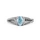 1 - Ana Desire Oval Cut Aquamarine and Round Lab Grown Diamond Twist Rope Split Shank Engagement Ring 