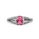 1 - Ana Desire Oval Cut Pink Tourmaline and Round Lab Grown Diamond Twist Rope Split Shank Engagement Ring 