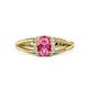 1 - Ana Desire Oval Cut Pink Tourmaline and Round Lab Grown Diamond Twist Rope Split Shank Engagement Ring 