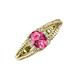 3 - Ana Desire Oval Cut Pink Tourmaline and Round Lab Grown Diamond Twist Rope Split Shank Engagement Ring 
