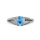 1 - Ana Desire Oval Cut Blue Topaz and Round Lab Grown Diamond Twist Rope Split Shank Engagement Ring 