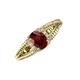 3 - Ana Desire Oval Cut Red Garnet and Round Lab Grown Diamond Twist Rope Split Shank Engagement Ring 