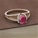 2 - Ana Desire Oval Cut Rhodolite Garnet and Round Lab Grown Diamond Twist Rope Split Shank Engagement Ring 