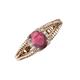 3 - Ana Desire Oval Cut Rhodolite Garnet and Round Lab Grown Diamond Twist Rope Split Shank Engagement Ring 