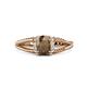 1 - Ana Desire Oval Cut Smoky Quartz and Round Lab Grown Diamond Twist Rope Split Shank Engagement Ring 