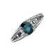 3 - Ana Desire Oval Cut London Blue Topaz and Round Lab Grown Diamond Twist Rope Split Shank Engagement Ring 
