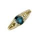 3 - Ana Desire Oval Cut London Blue Topaz and Round Lab Grown Diamond Twist Rope Split Shank Engagement Ring 
