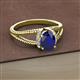 2 - Ana Desire Oval Cut Blue Sapphire and Round Lab Grown Diamond Twist Rope Split Shank Engagement Ring 