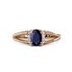 1 - Ana Desire Oval Cut Blue Sapphire and Round Lab Grown Diamond Twist Rope Split Shank Engagement Ring 