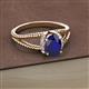 2 - Ana Desire Oval Cut Blue Sapphire and Round Lab Grown Diamond Twist Rope Split Shank Engagement Ring 