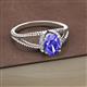 2 - Ana Desire Oval Cut Tanzanite and Round Lab Grown Diamond Twist Rope Split Shank Engagement Ring 