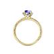 4 - Ana Desire Oval Cut Tanzanite and Round Lab Grown Diamond Twist Rope Split Shank Engagement Ring 