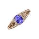 3 - Ana Desire Oval Cut Tanzanite and Round Lab Grown Diamond Twist Rope Split Shank Engagement Ring 