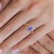 5 - Ana Desire Oval Cut Tanzanite and Round Lab Grown Diamond Twist Rope Split Shank Engagement Ring 