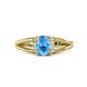 1 - Ana Desire Oval Cut Blue Topaz and Round Lab Grown Diamond Twist Rope Split Shank Engagement Ring 