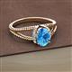 2 - Ana Desire Oval Cut Blue Topaz and Round Lab Grown Diamond Twist Rope Split Shank Engagement Ring 