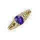 3 - Ana Desire Oval Cut Iolite and Round Lab Grown Diamond Twist Rope Split Shank Engagement Ring 