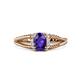 1 - Ana Desire Oval Cut Iolite and Round Lab Grown Diamond Twist Rope Split Shank Engagement Ring 