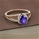 2 - Ana Desire Oval Cut Iolite and Round Lab Grown Diamond Twist Rope Split Shank Engagement Ring 
