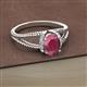 2 - Ana Desire Oval Cut Rhodolite Garnet and Round Lab Grown Diamond Twist Rope Split Shank Engagement Ring 