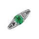 3 - Ana Desire Oval Cut Emerald and Round Lab Grown Diamond Twist Rope Split Shank Engagement Ring 