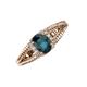 3 - Ana Desire Oval Cut London Blue Topaz and Round Lab Grown Diamond Twist Rope Split Shank Engagement Ring 
