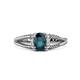 1 - Ana Desire Oval Cut London Blue Topaz and Round Lab Grown Diamond Twist Rope Split Shank Engagement Ring 