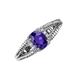 3 - Ana Desire Oval Cut Iolite and Round Lab Grown Diamond Twist Rope Split Shank Engagement Ring 
