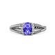 1 - Ana Desire Oval Cut Tanzanite and Round Lab Grown Diamond Twist Rope Split Shank Engagement Ring 