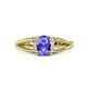 1 - Ana Desire Oval Cut Tanzanite and Round Lab Grown Diamond Twist Rope Split Shank Engagement Ring 