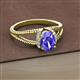 2 - Ana Desire Oval Cut Tanzanite and Round Lab Grown Diamond Twist Rope Split Shank Engagement Ring 