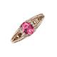 3 - Ana Desire Oval Cut Pink Tourmaline and Round Lab Grown Diamond Twist Rope Split Shank Engagement Ring 