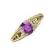 3 - Ana Desire Oval Cut Amethyst and Round Lab Grown Diamond Twist Rope Split Shank Engagement Ring 
