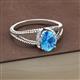 2 - Ana Desire Oval Cut Blue Topaz and Round Lab Grown Diamond Twist Rope Split Shank Engagement Ring 