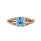 1 - Ana Desire Oval Cut Blue Topaz and Round Lab Grown Diamond Twist Rope Split Shank Engagement Ring 