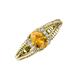 3 - Ana Desire Oval Cut Citrine and Round Lab Grown Diamond Twist Rope Split Shank Engagement Ring 
