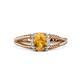 1 - Ana Desire Oval Cut Citrine and Round Lab Grown Diamond Twist Rope Split Shank Engagement Ring 