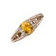 3 - Ana Desire Oval Cut Citrine and Round Lab Grown Diamond Twist Rope Split Shank Engagement Ring 