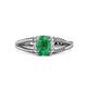 1 - Ana Desire Oval Cut Emerald and Round Lab Grown Diamond Twist Rope Split Shank Engagement Ring 