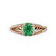 1 - Ana Desire Oval Cut Emerald and Round Lab Grown Diamond Twist Rope Split Shank Engagement Ring 