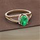 2 - Ana Desire Oval Cut Emerald and Round Lab Grown Diamond Twist Rope Split Shank Engagement Ring 