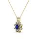 2 - Ianthe Blue Sapphire and Diamond Floral Halo Pendant 