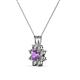 2 - Ianthe Amethyst and Diamond Floral Halo Pendant 
