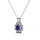 2 - Ianthe Blue Sapphire and Diamond Floral Halo Pendant 