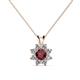 1 - Ianthe Ruby and Diamond Floral Halo Pendant 